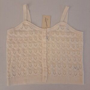 Universal Thread Knit Cami M Cream NEW Pointelle Button Front Tank 1152-200-CB5